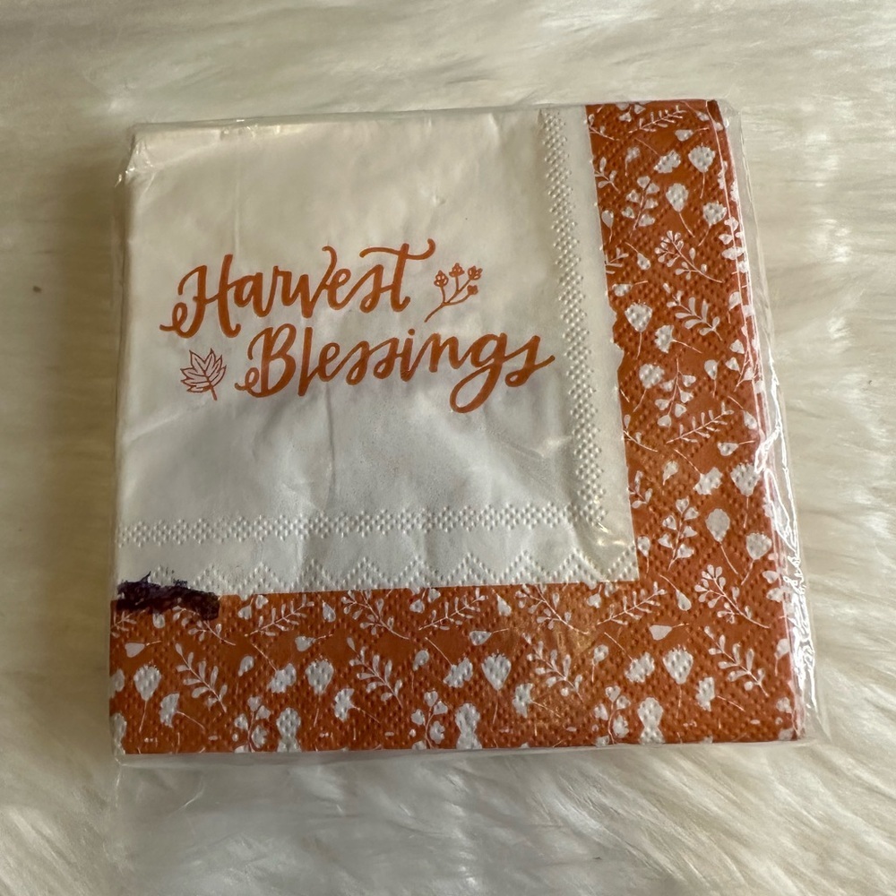 🩷5/$10 Harvest Blessings Orange Napkins